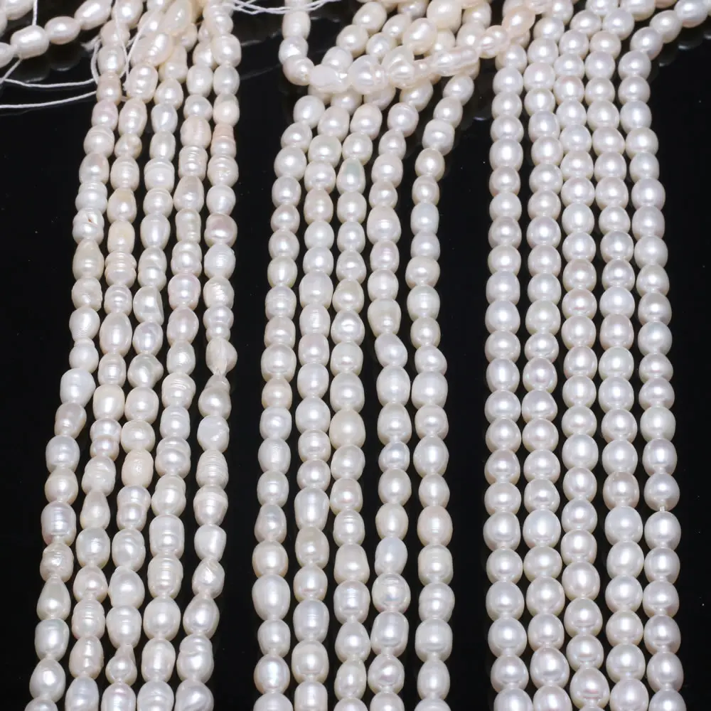 

4-5mm A AA AAA Rice Shape Pearls White Natural Freshwater Pearls Loose Spacer Beads for Jewelry Making DIY Necklace Accessories