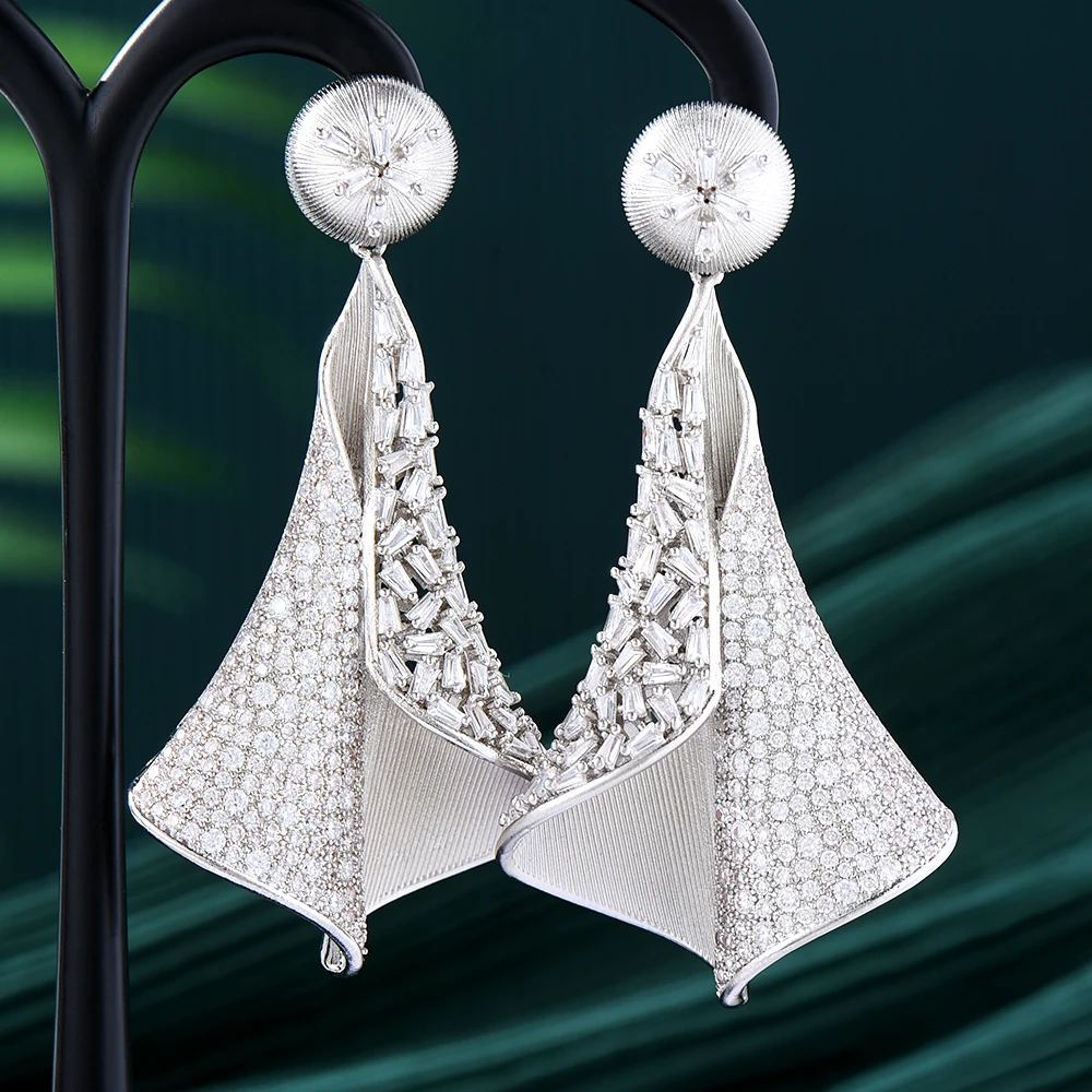 

Soramoore новые оригинальные большие висячие серьги для женщин прекрасные свадебные вечерние Роскошные великолепные сверкающие ювелирные изделия высокого качества