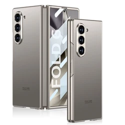 Stylish Anti-Fall Protective Case with Screen Film Protector Cover for Galaxy Z Fold 4 (Light Gray)