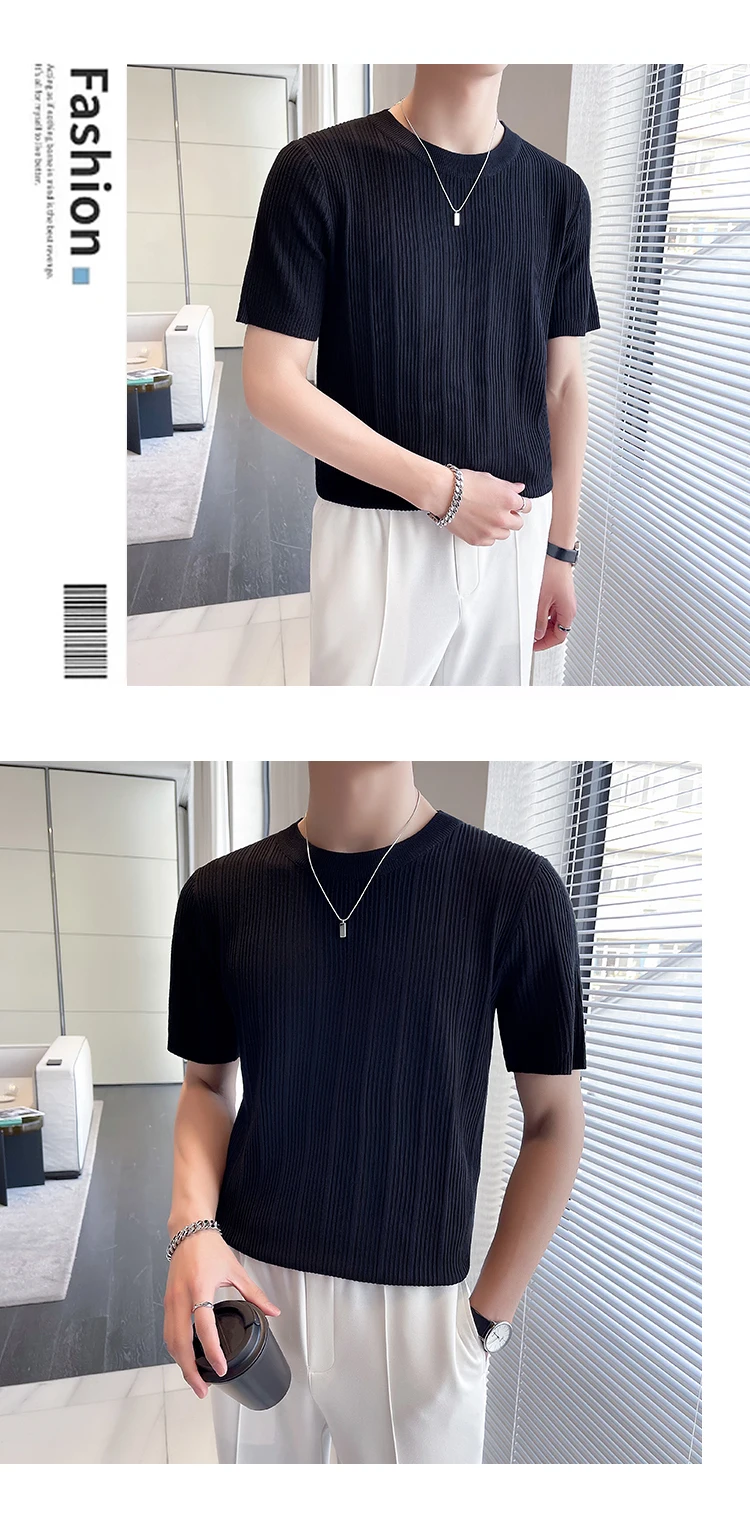 Men's Short Sleeve Knitting T-Shirts Sweater/2023 Summer New