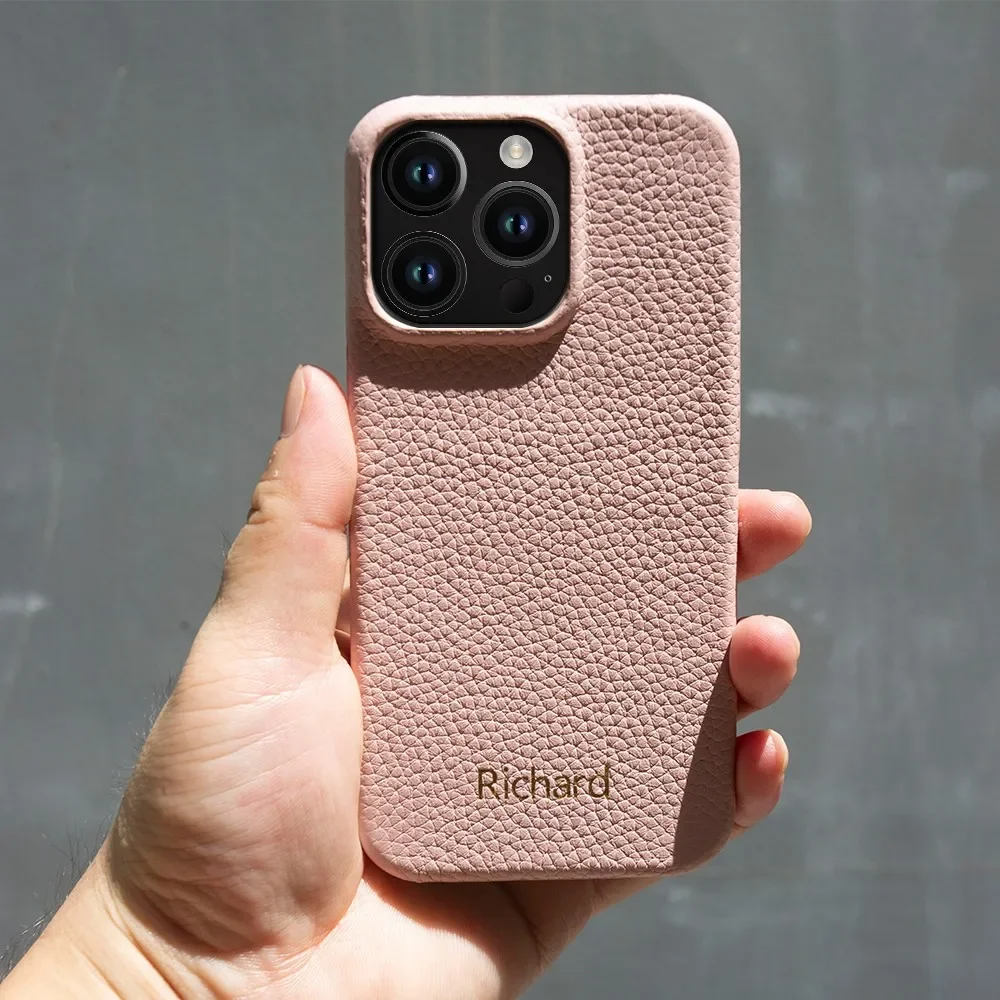 Luxury Custom Logo Genuine Leather Shockproof Phone Case Cover