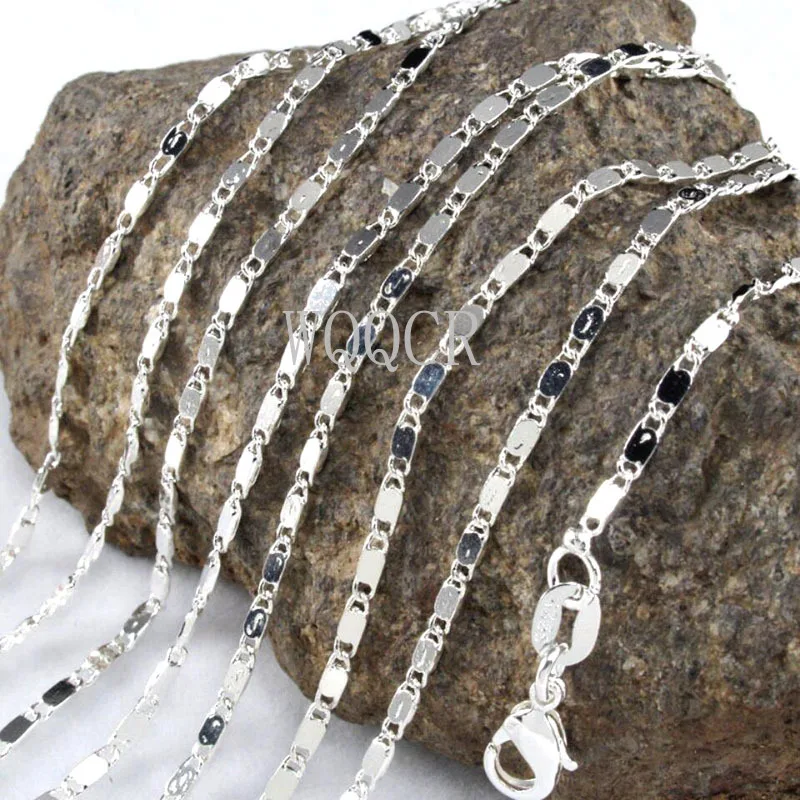 

Wholesale 5PCS Of Bulk 925 Embossed Silver Smooth Chain 16",18" ,20",22",24",26",28",30Inches Applicable Pendant