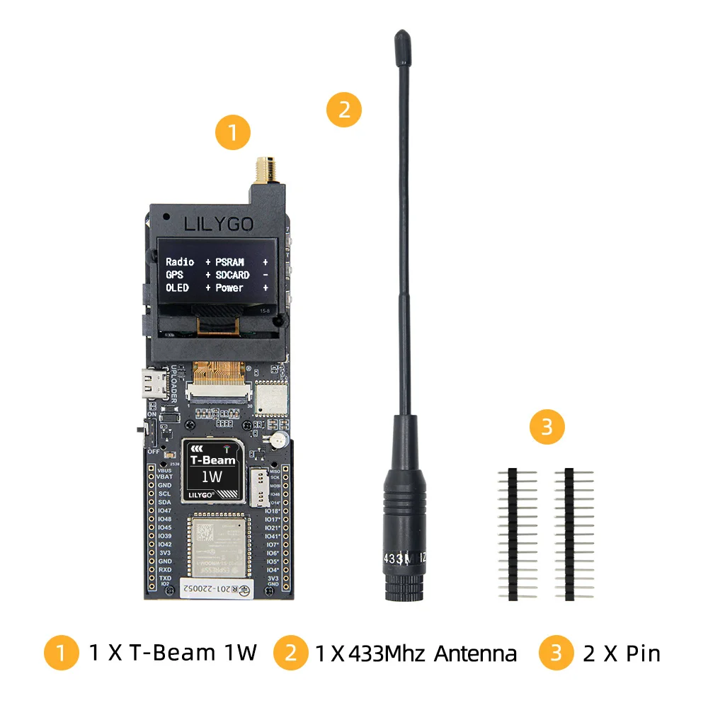 T-Beam 1W ESP32-S3 LoRa Module SX1262 830–945MHz with 1.3" OLED & GPS Compatible