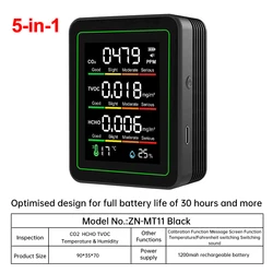 Multifunctional Digital Air Quality Monitor & Home Environment Tester (5 in 1 black B)