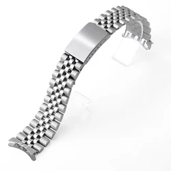 Premium Curved End Stainless Steel Watch Strap with Folding Buckle - 20mm (Silver)