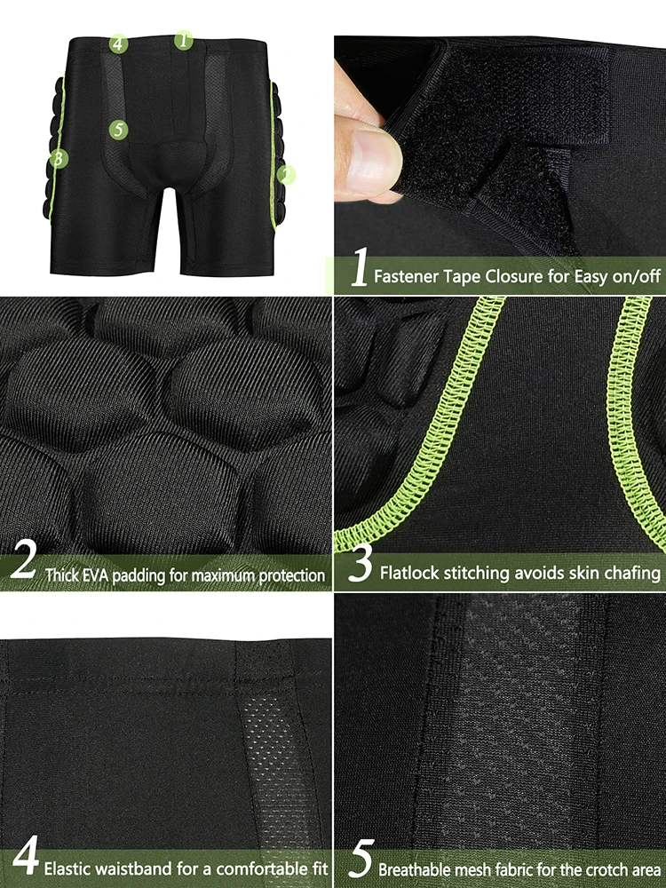 AVIVOR Protective Padded Shorts for Boys Youth Snowboard,Skate and Ski,3D Protection for Hip,Butt and Tailbone