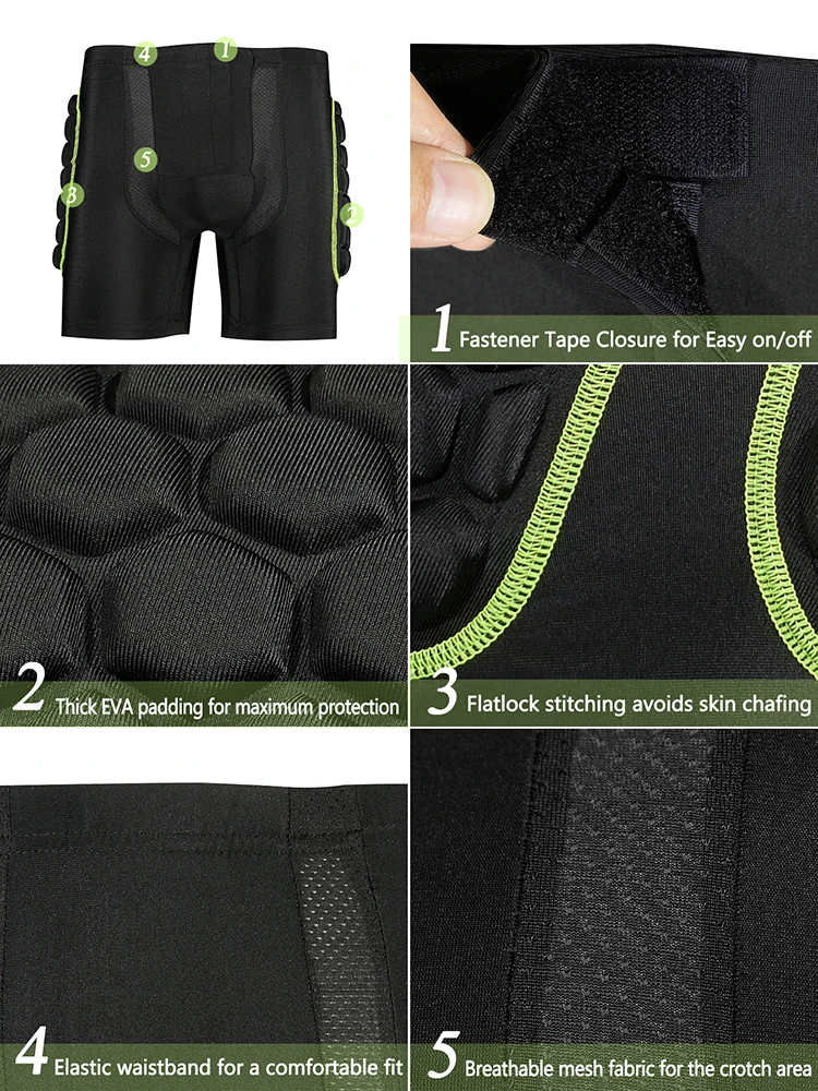 AVIVOR Protective Padded Shorts for Boys Youth Snowboard Skate and Ski 3D Protection for Hip Butt and Tailbone