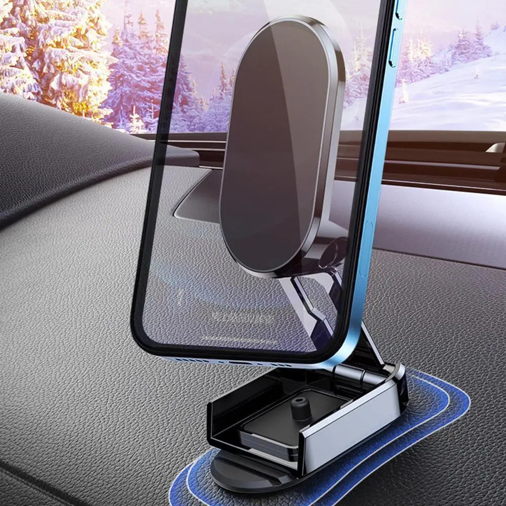 

Folding Magnetic Car Phone Holder 360° Rotation Adjustable Height Navigation Frame For Magnet Small Gift For New Car Owner W2X6