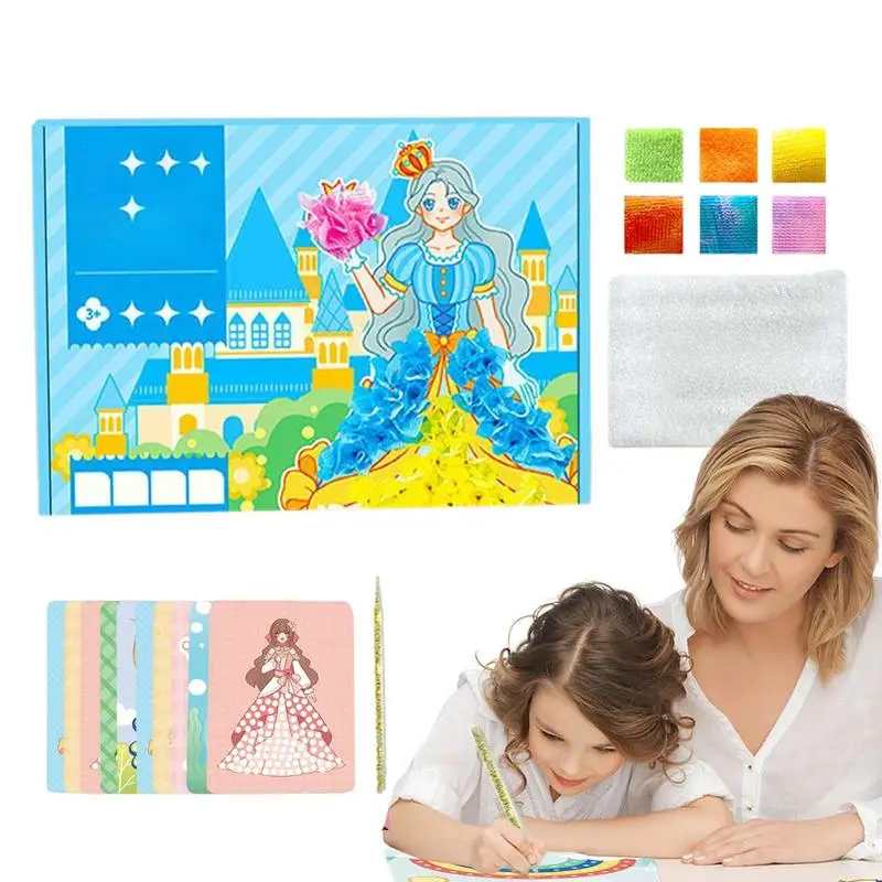 Fabric Art Frenzy DIY Puncture Painting Kits For Kids Kids Art Supplies  Princess Sticker Book Crafts For Kids Ages 4-8 - AliExpress