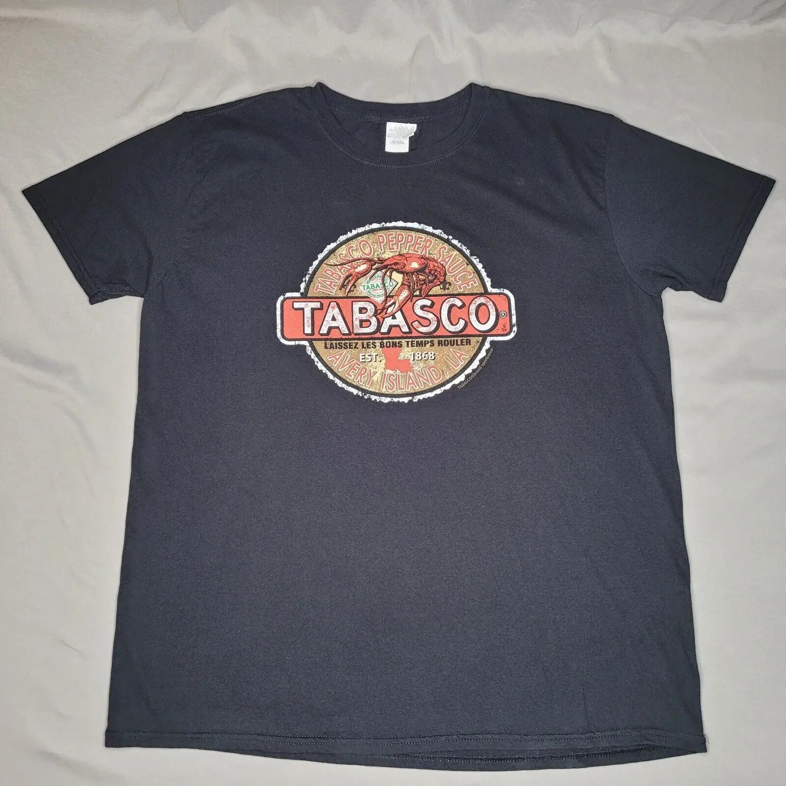 Tabasco Pepper Sauce T Shirt Adult Xl Black Avery Island La Red Crawdad Logo Mens Maniche Lunghe O Corte