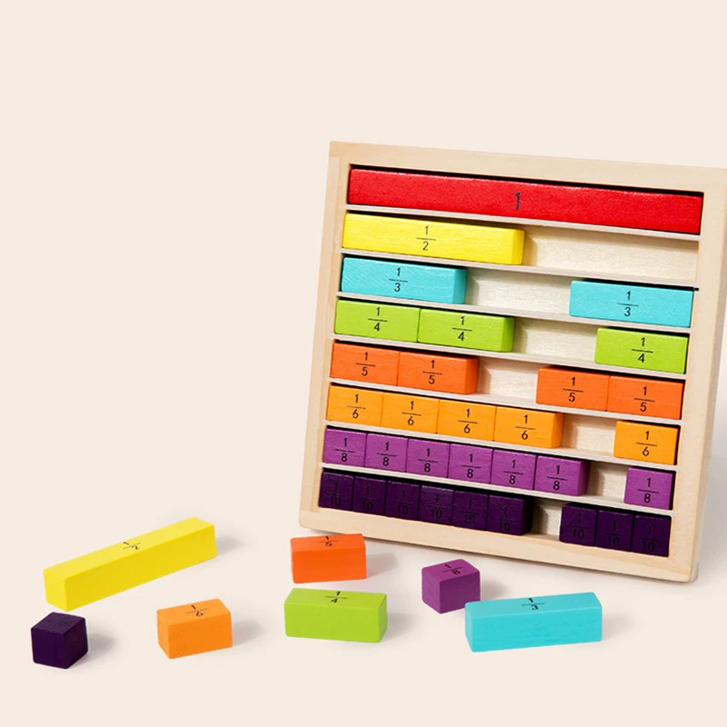 Fraction Learning Math Toys Wooden Strip Puzzle Board Arithmetic Teaching Aids Cognitive Educational Toys Gifts For Children