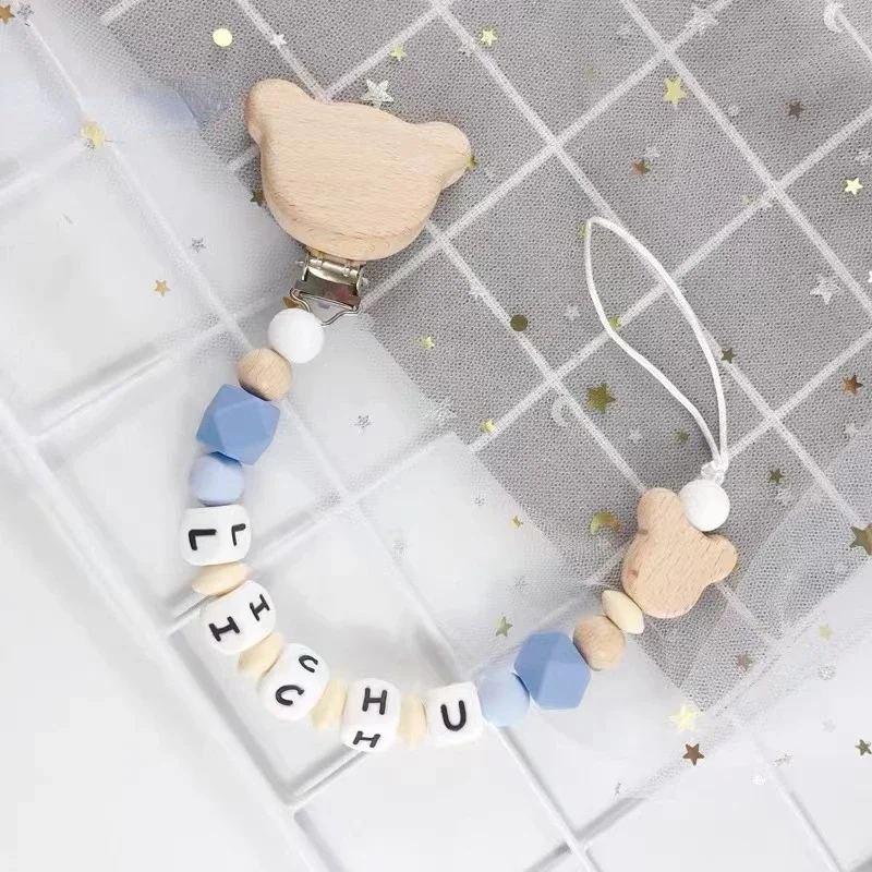 1-2pcs INS Baby Pacifier Clip Nordic Style Personalize Name Custom Newborn Dummy Nipple Holder Chain Babies Accessories Pendant 1