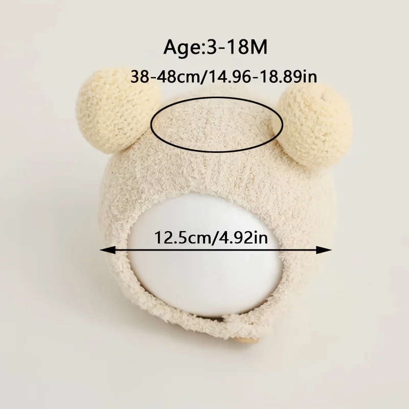 1Pcs Baby Ear Protection Cap, Warm and Cute Cartoon Knitted Plush Hat, Suitable for 3-18 Months Baby Daily Wear and Outdoor Play
