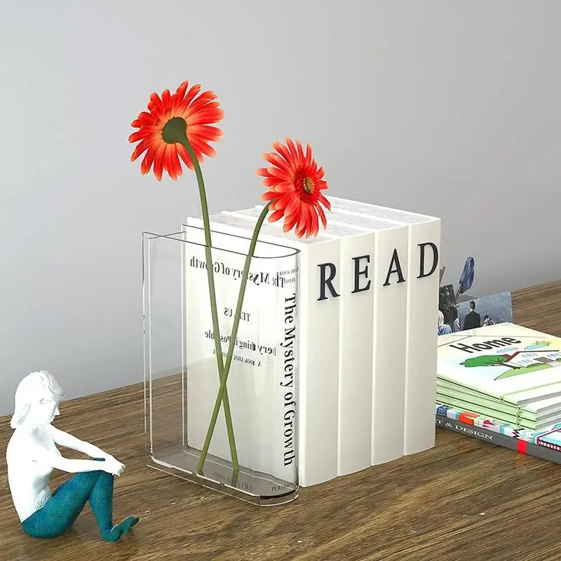 

Clear Book Flower Vase Clear Acrylic Rectangular Flower Vase Modern Living Room Office Vase Home Decorations Wedding Gift