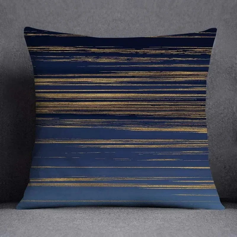 45x45CM Kissenbezug mit geometrischem Muster, Polyester, blau-grau, Sofakissen, Dekokissen, Heimdekoration, Kissenhülle – Detail 24