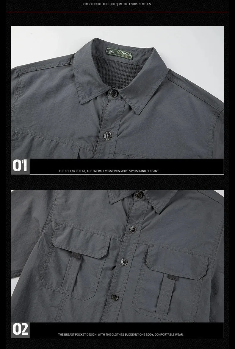 Men's Lightweight Quick-Drying Shirt Tactical Casual Military Long-Sleeved Cargo Shirt Breathable Sport Sunscreen Top T-Shirt