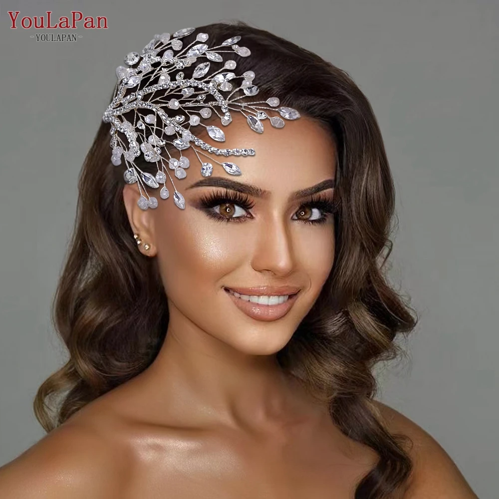 TOPQUEEN Rhinestone Headband Bridal Wedding Jewelry Hair Accessories Handmade Crystal Woman Headwear Bridesmaid Gift HP587