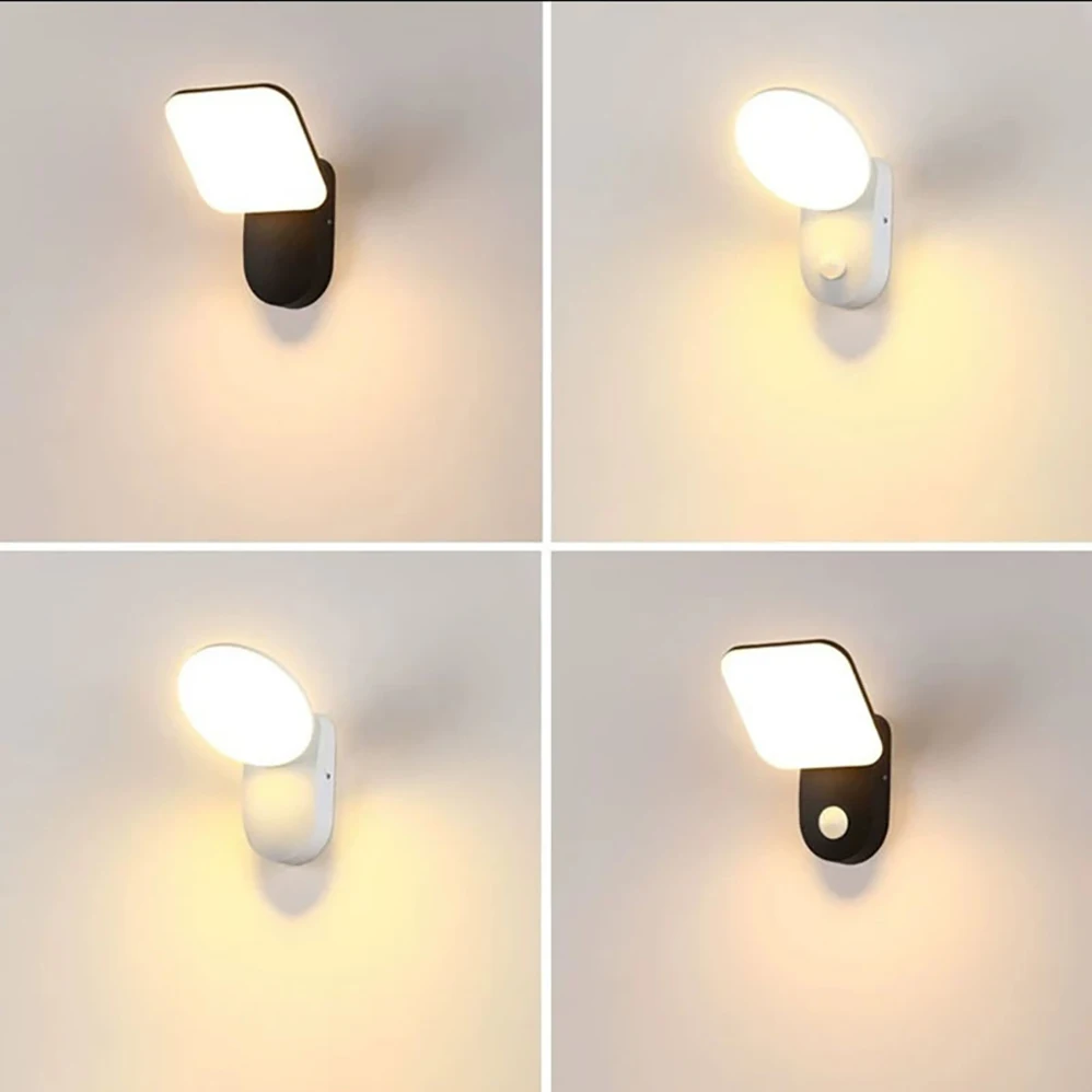 LED Wall Lamp Modern Minimalist Style Infrared Human Body Induction Indoor/Outdoor IP65 Waterproof AC85-265V 12W Lamp