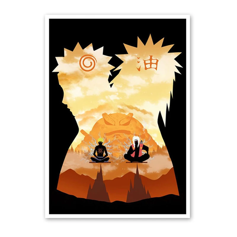 Anime-Inspired Naruto Art Canvas: Uzumaki & Kakashi Wall Mural Decor Gift