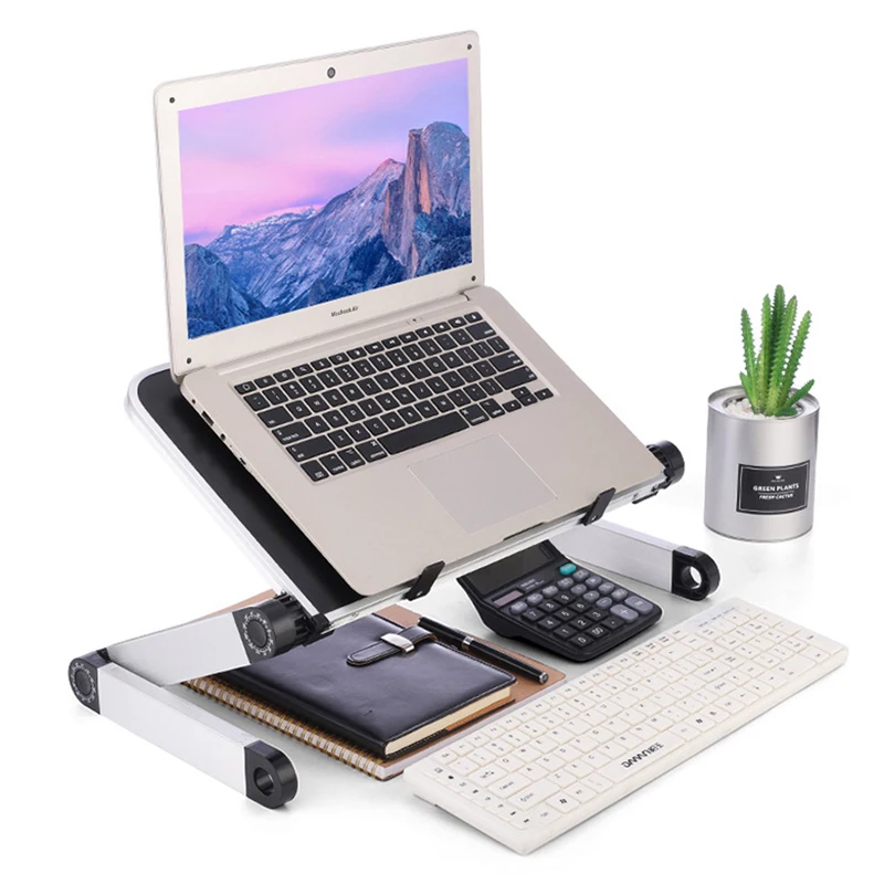 Adjustable Laptop Desk Stand Portable Aluminum Alloy Lapdesk For TV Bed Sofa PC Notebook Table Desk Stand With Mouse Pad laptop stand