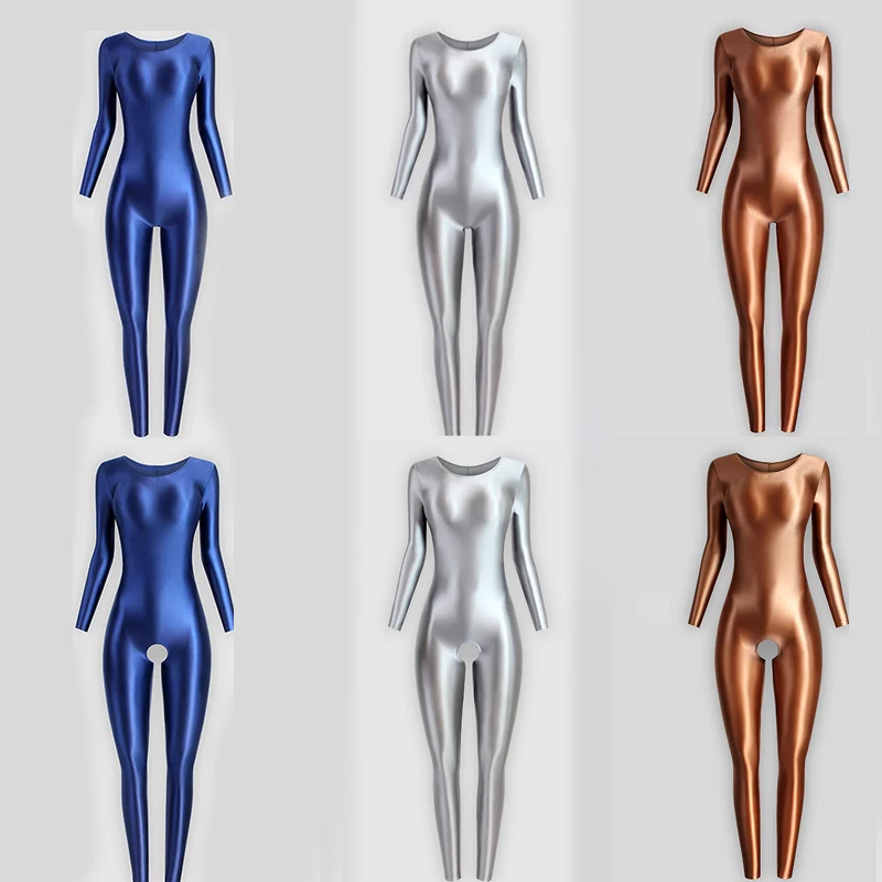 sexy-shiny-glossy-satin-tight-jumpsuit-smooth-long-sleeve-open-crotch-leggings-running-sportswear-body-suits-for-women-romper