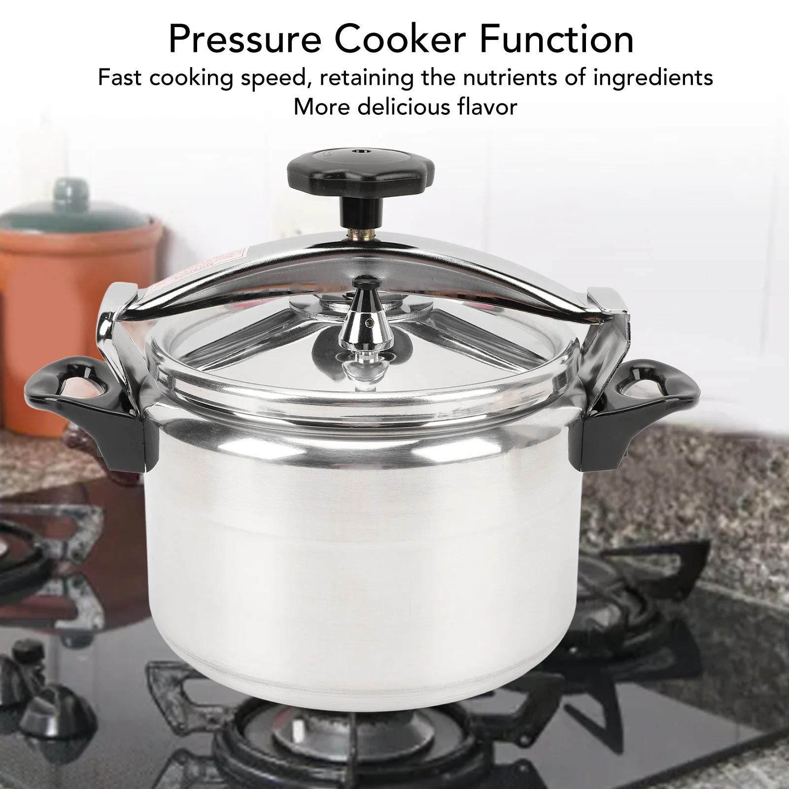 7L Professional Aluminum Pressure Cooker – Gas Stove, Dual Handle 5