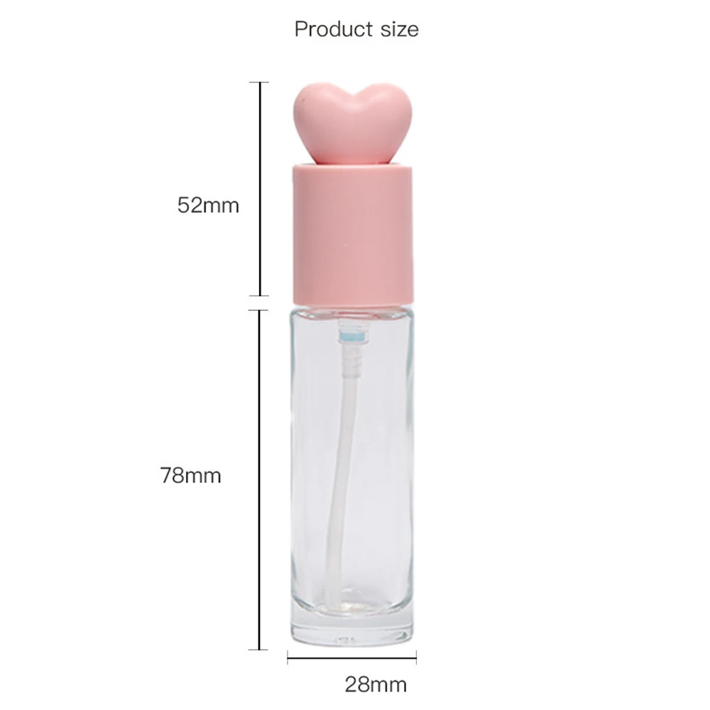 Elegant Pink Heart Glass Bottle with Pump - 30ml Cosmetic Container