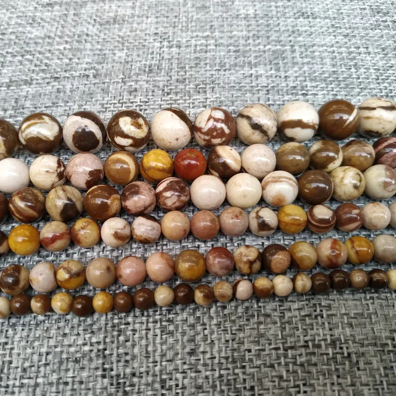 

*Natural Stone Australia Zebra Jaspers Round Beads 15" Strand 4 6 8 10 12MM Pick Size For Handmade Jewelry Bracelet Making