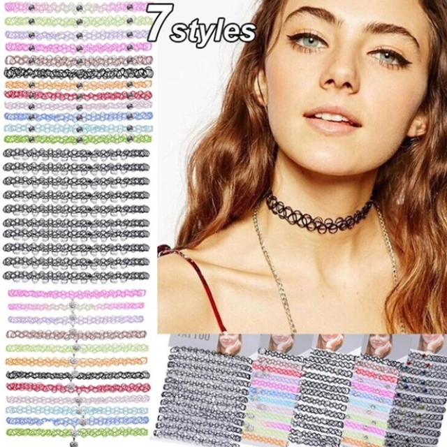 12Pcs Vintage Neck Tattoo Choker Elastic Women Necklace Punk Tattoo Choker  Stretch Necklace Jewelry Girls Chokers Necklaces - AliExpress