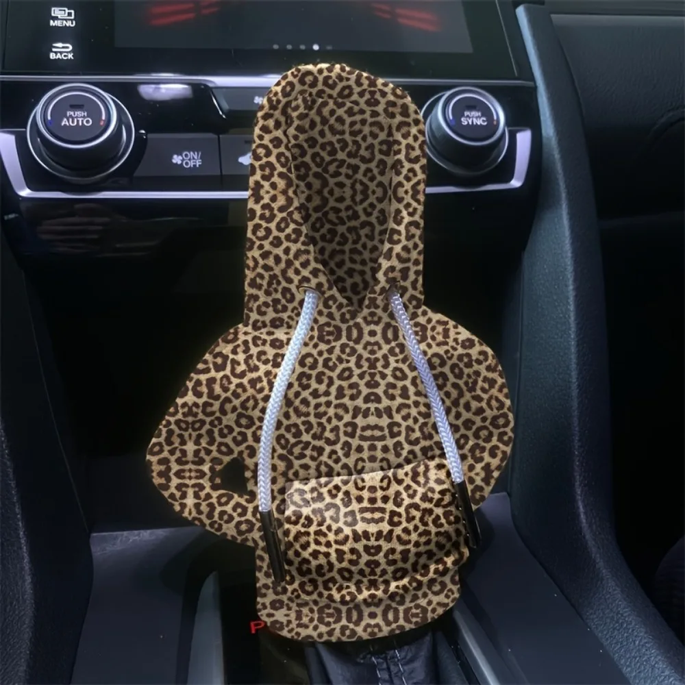 Car Interior Accessories 1 mini cute leopard print sweater with car shift lever gloves, sweater with car shift dust cover, stylish interior