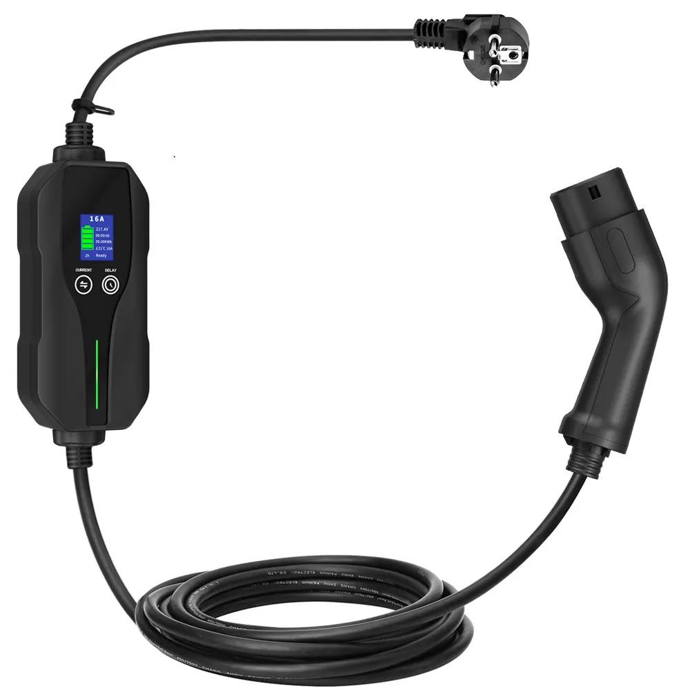 

6A to 16A adjustable level 2 ev charger langchi type 2 charging cable 3.6kw portable ev charger