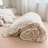 INS Princess Ruffle Edge Gauze 100% Cotton Pillow Case Breathable Duvet Cover Without Filler 3PCS Floral Home Bedding Set 3