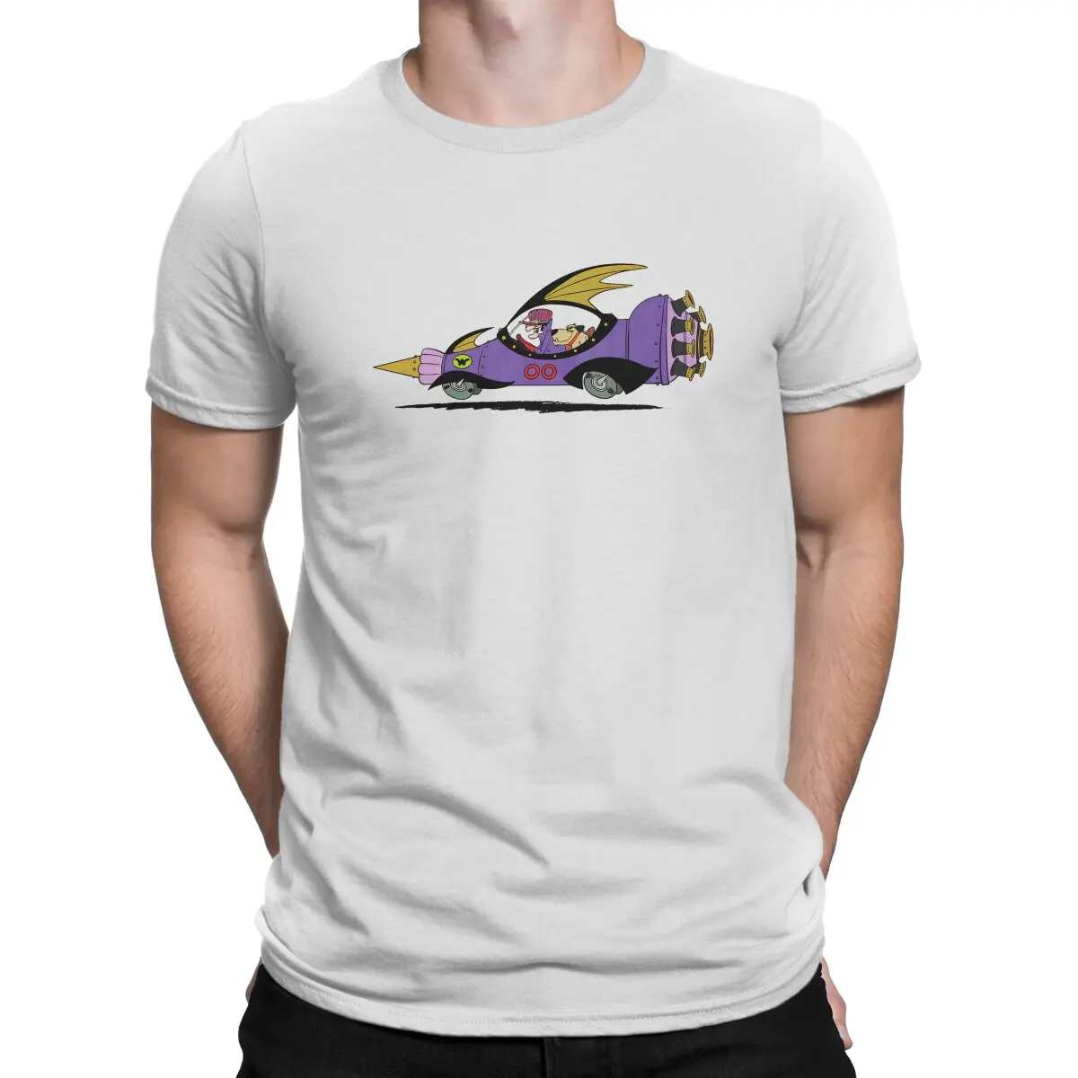 Wacky Races Retro Cartoon Mean Machine Tshirt Graphic Men Top Alternativa Summer Streetwear Fiber Harajuku T Shirt In Poliestere