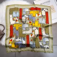 2025 Silk Shawl Print Headscarf Cat Hair Wrap Neckerchief Female Satin Square Scarf For Women Headband Foulard Hijab Bandana - Image 6