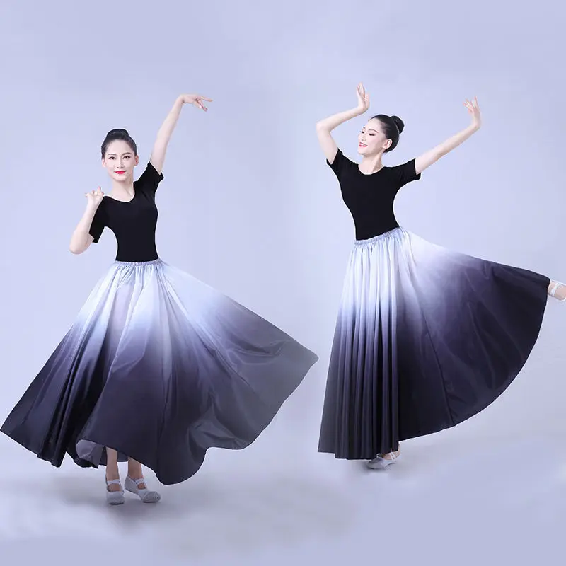 180/360/720 Degree Women Gradient Dance Skirts Modern Classical Dance Costume Performance Dance Practice Big Swing Long Skirts