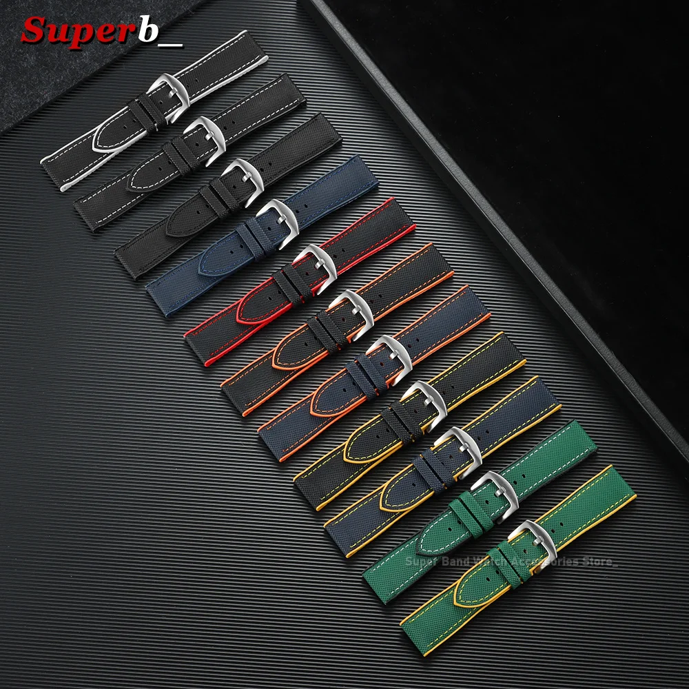 Men's Waterproof Nylon & Silicone Hybrid Watch Strap Bracelet