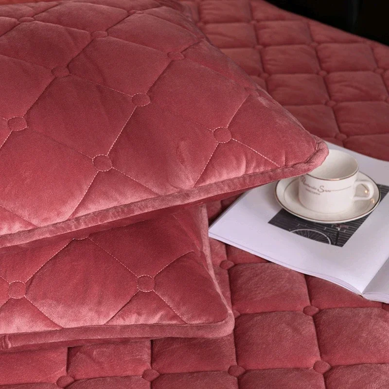 Plush Thicken Quilted Mattress Cover Warm Soft Crystal Cotton Bedsheet  Quilted Bed Fitted Sheet (Need order pillowcases) 5