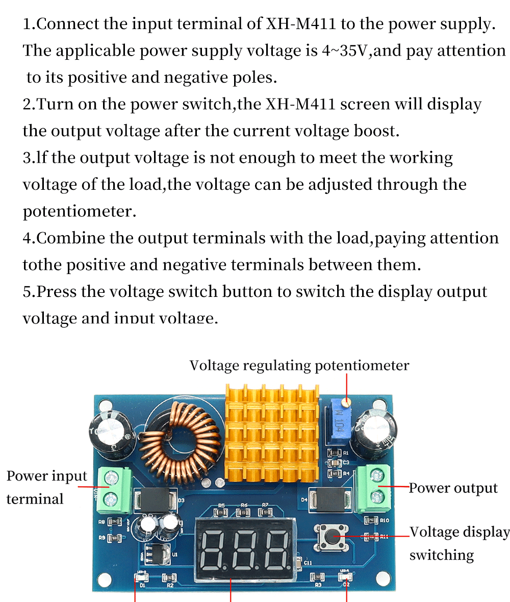 2PCS DC-DC Boost Converter Module 3V-35V To 5V-45V 5A – Adjustable Step Up Voltage Regulator With Voltmeter