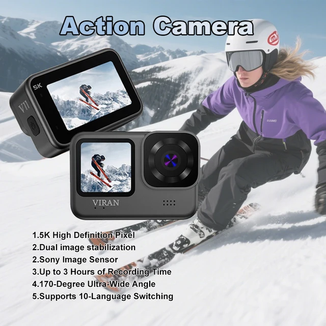5K Action Camera 5K30FPS WiFi 170 Degree Wide Angle Touch Screen Sony Sensor Waterproof Helmet Sports Camera Outdoor Mini Camera