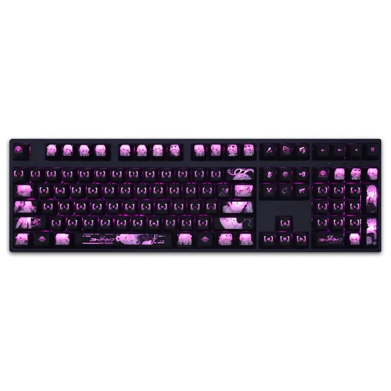 Teclado Retroiluminado Keycaps para Logitech G610 g Pro x Razer Blackwidow Huntsman Corsair K70 K100 Conjunto Arquivo Azul Hospital Takanasi - Imagem 4