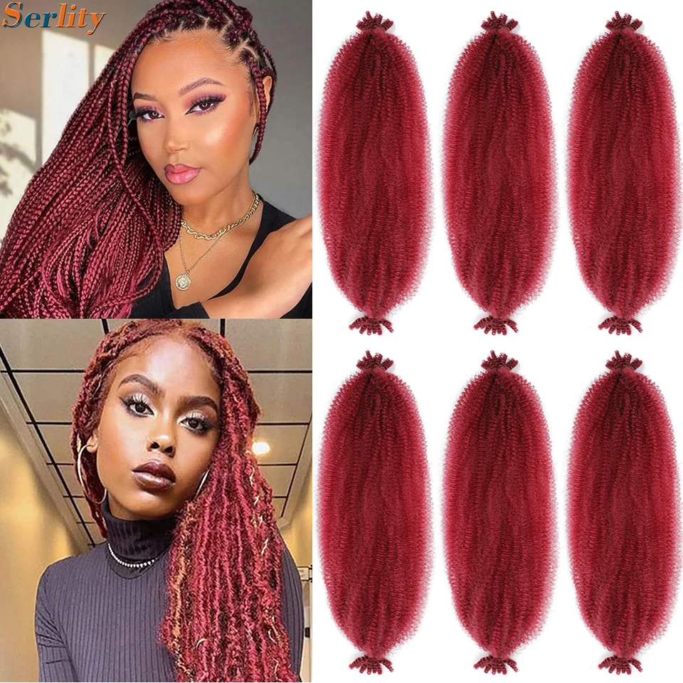 24 16 Inch Long Burgundy Marley Twist Braiding Hair Ginger Red Colors Pre Fluffed Spring Twist Hair Synthetic Cuban Twist Hair 1