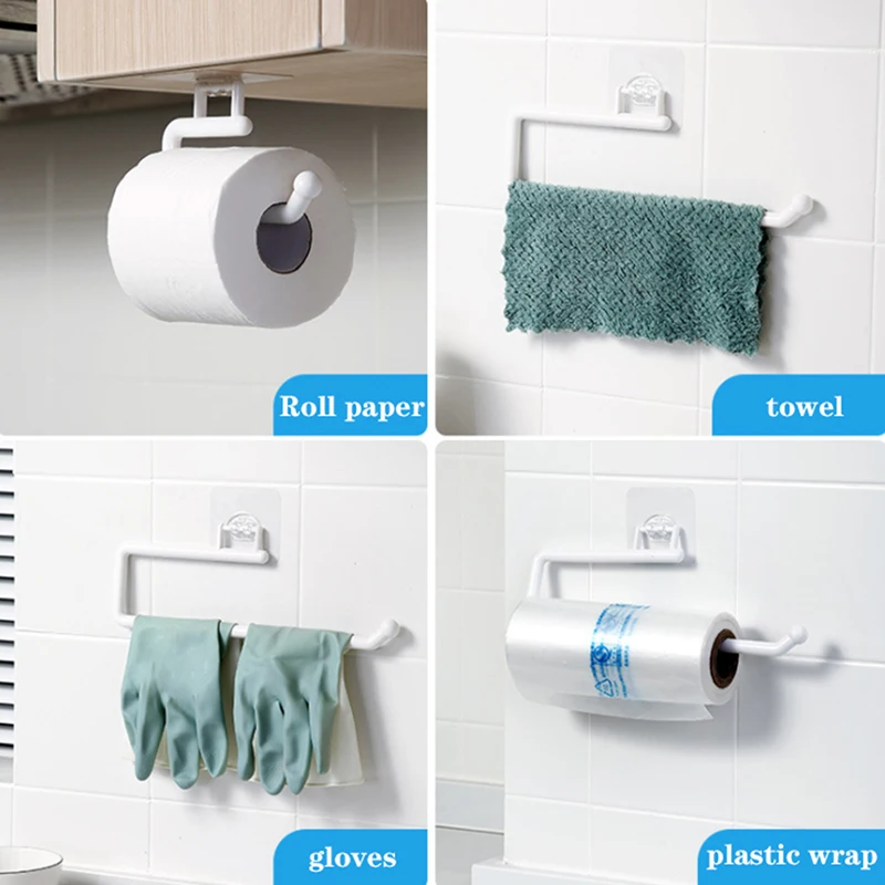 Paper Towel Holder Toilet Paper Holder Toilet Paper Rack Toilet Roll Holder Metal Under Cabinet Paper Roll Rack Towel Holder Tissue Hanger Kitchen Home