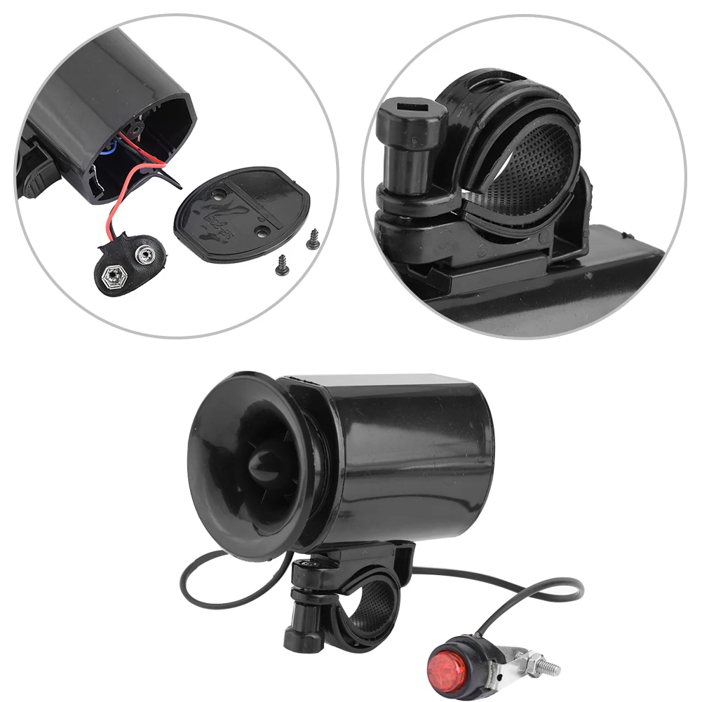 9V Electronic Bicycle Bell 6 Sounds Effect Loud Alarm Speaker Warning Safety Police Siren Bicycle Handlebar Alarm Ring Cycling