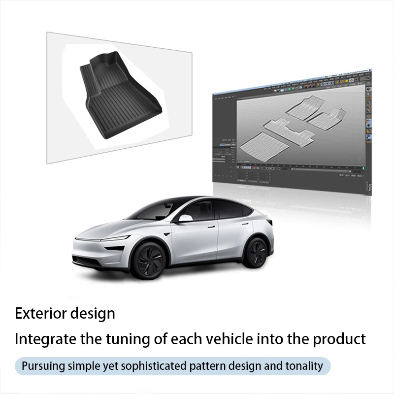 For Tesla Model Y Highland Foot Pad Front and Back Trunk Mat TPE Waterproof Weather-resistant Pads Up and Down Layer Mats