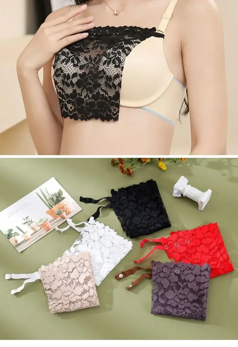 Description Picture 3 of itemLace Invisible Bra Privacy Cleavage Cover Underwear Anti Peep Brassiere Seamless Wrap Chest Strapless Lingerie Tube Tops