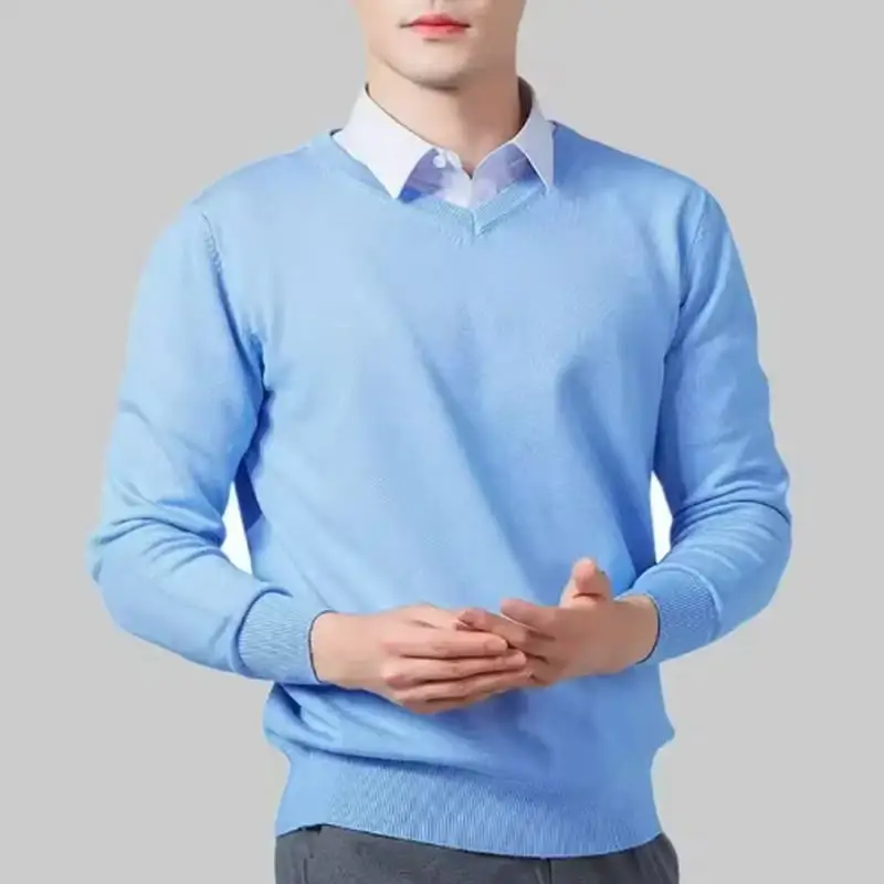Men's Cashmere Warm Pullovers Sweater V Neck Knit Autumn Winter Fit Tops Male Wool Knitwear Jumpers Bottoming shirt Plus Size