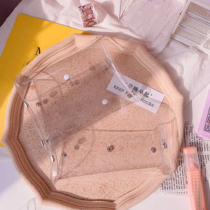 투명 PVC 문구 정리함 펜꽂이, 귀여운 필통, 사무용품 책상 액세서리, 학교로 돌아가기