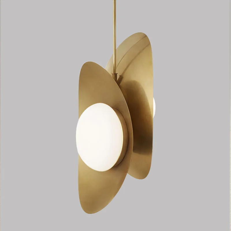 

Creative Double Headed Leaf Chandelier Postmodern Model Room Living Room Bedside Pendant Light Gold Art Wall Lamp Nordic G9 LED