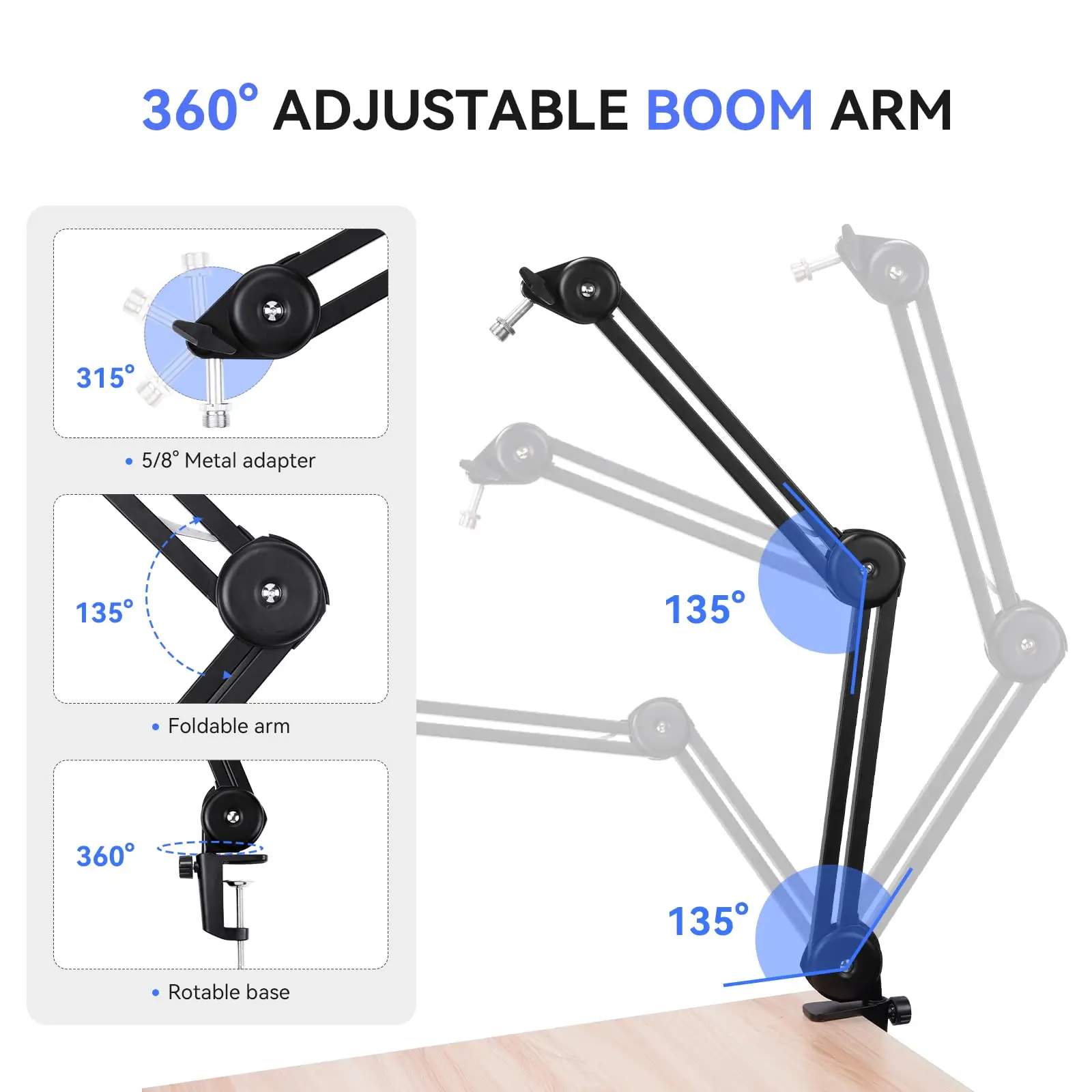 TOMLOV Flexible Arm Digital Microscope Stand Upgraded Suspension Boom Scissor Arm Stand Heavy Duty Mic For Diy Solding