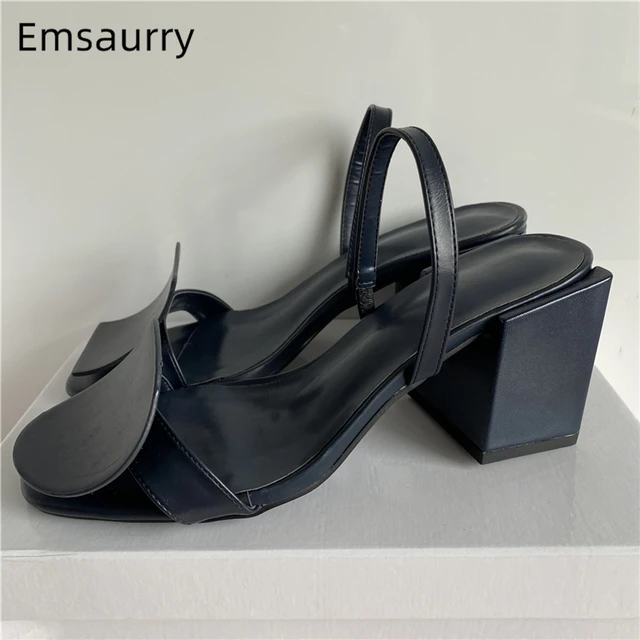 Asymmetrical Geometric Block Heel Sandals Women Square Round Circle Strap  Slingback Slip-on Summer High Heel Shoes Woman - AliExpress